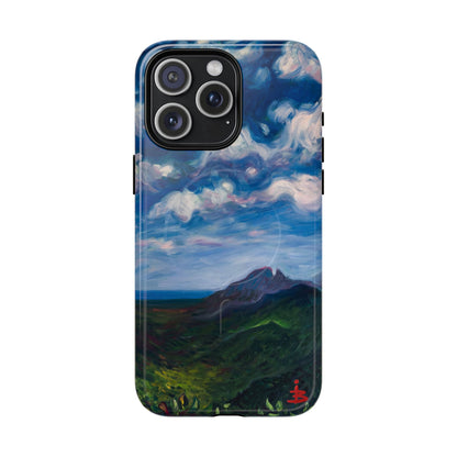 Robuste magnetische Handyhülle – Malerischer Meerblick mit bewölktem Himmel