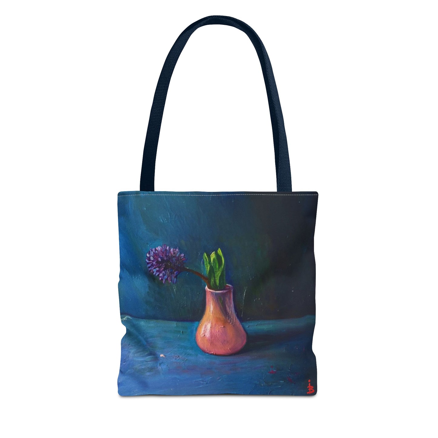 Florale Stillleben-Einkaufstasche – Malereische Vase & Lila Blüte AOP