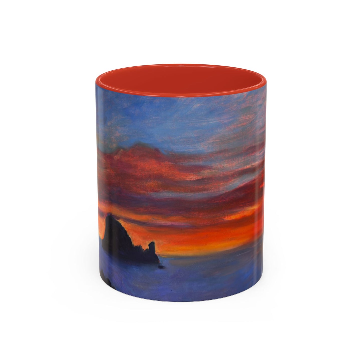 Küsten-Kaffeetasse mit Sonnenuntergang – Tasse mit Meeresblick und Sonnenuntergang (325/440 ml)