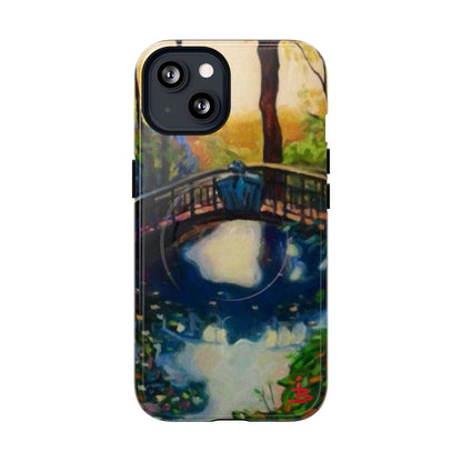 Artistic Bridge Phone Case — Romantic Watercolor Landscape Tough Magnetic Case