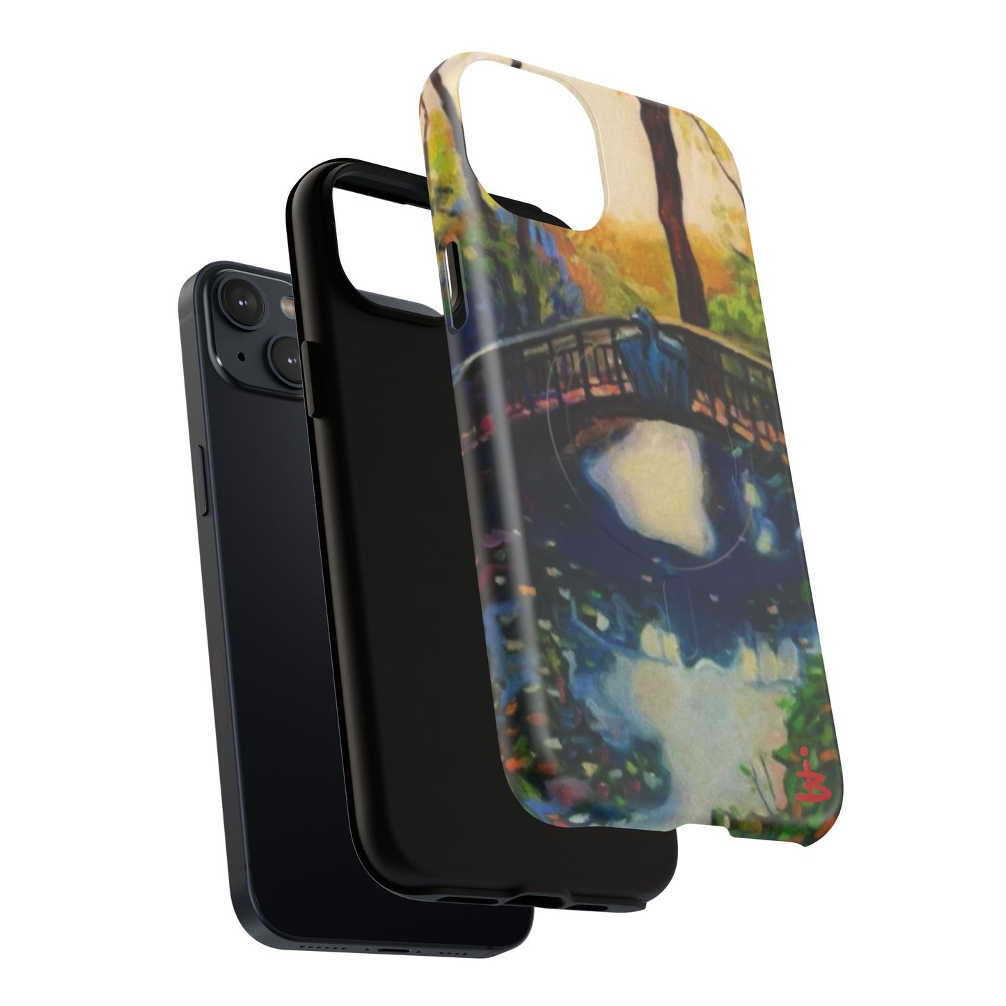 Artistic Bridge Phone Case — Romantic Watercolor Landscape Tough Magnetic Case