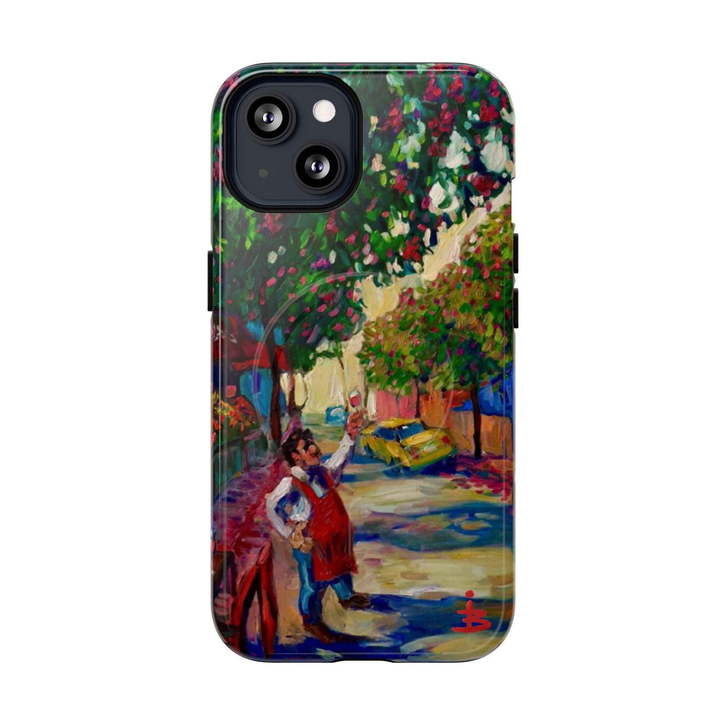 Magnetische Handyhülle – Farbenfrohe impressionistische Straßenszene