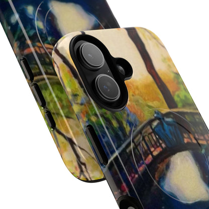 Artistic Bridge Phone Case — Romantic Watercolor Landscape Tough Magnetic Case
