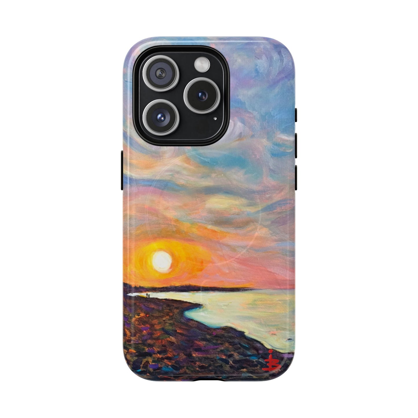 Robuste magnetische Handyhülle „Sunset Shore“ – Schützende, künstlerische Strand-Sonnenuntergangs-Optik