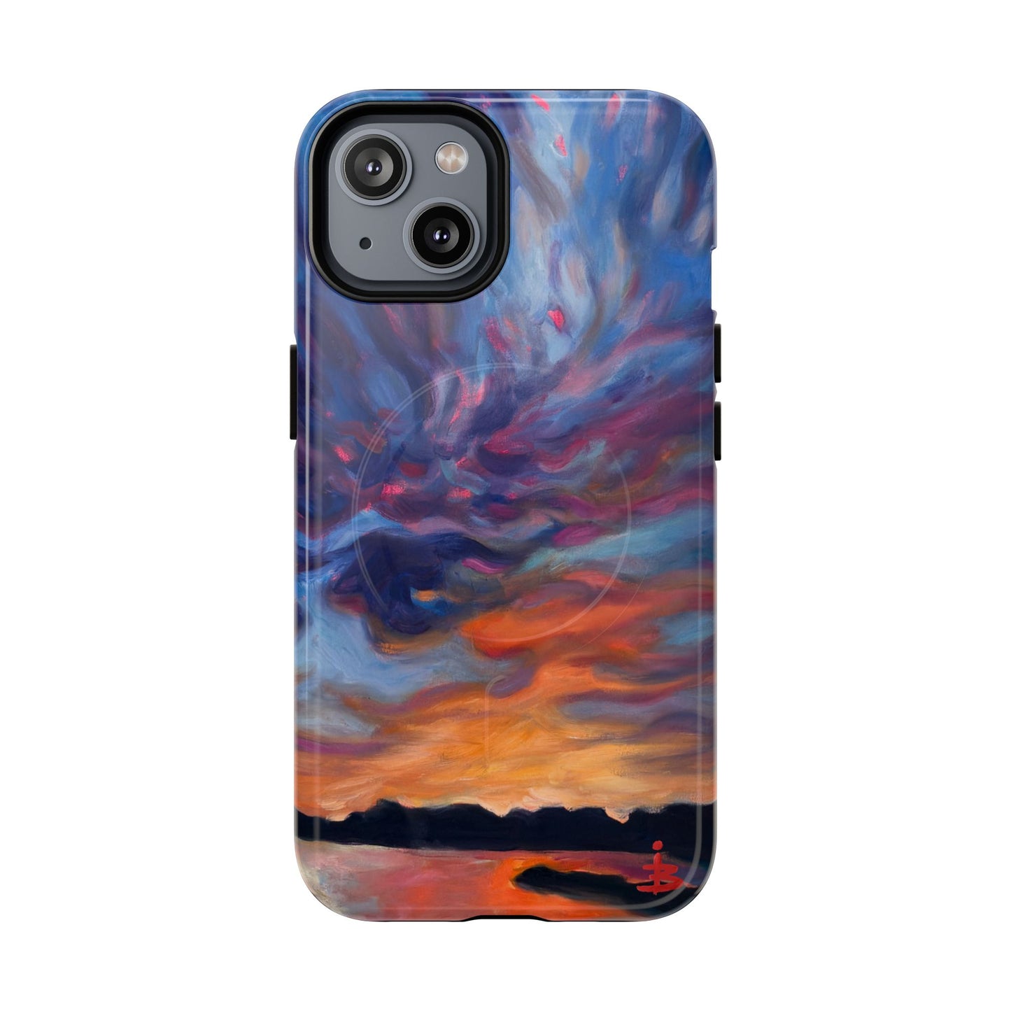 Magnetische Handyhülle – Abstraktes Sonnenuntergangsmuster für iPhones