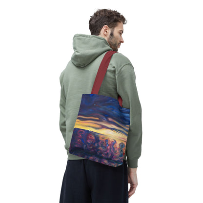 Tragetasche „Sonnenuntergangs-Traumlandschaft“ – Abstrakter Nachthimmel-Allover-Print