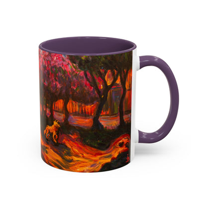 Kaffeetasse mit herbstlichem Hundemotiv – Tasse mit floralem Waldakzent (325 ml)