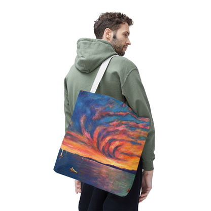 Sunset Swirl Tragetasche – Bunte Tragetasche mit Küstenmotiv und Allover-Print