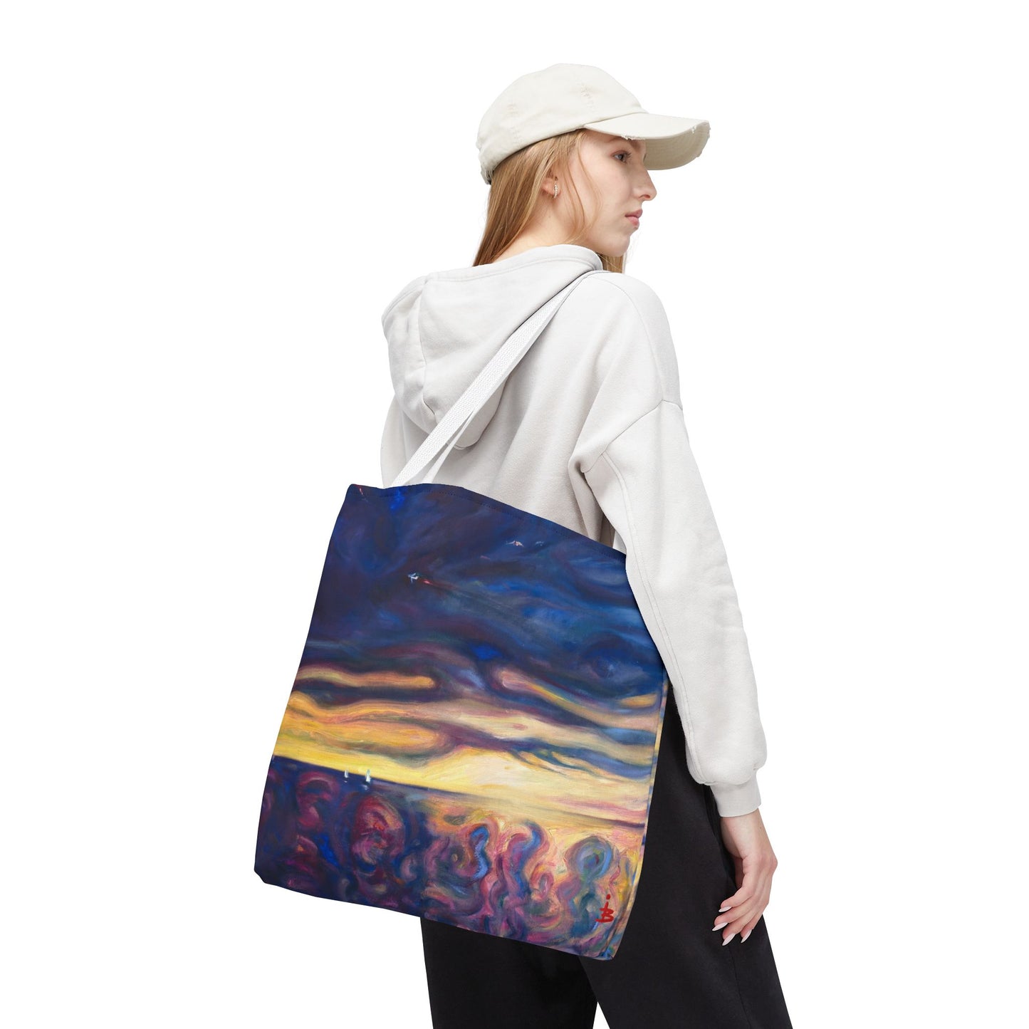 Tragetasche „Sonnenuntergangs-Traumlandschaft“ – Abstrakter Nachthimmel-Allover-Print