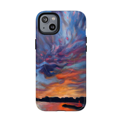 Magnetische Handyhülle – Abstraktes Sonnenuntergangsmuster für iPhones