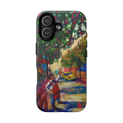 Magnetische Handyhülle – Farbenfrohe impressionistische Straßenszene