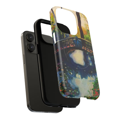 Artistic Bridge Phone Case — Romantic Watercolor Landscape Tough Magnetic Case