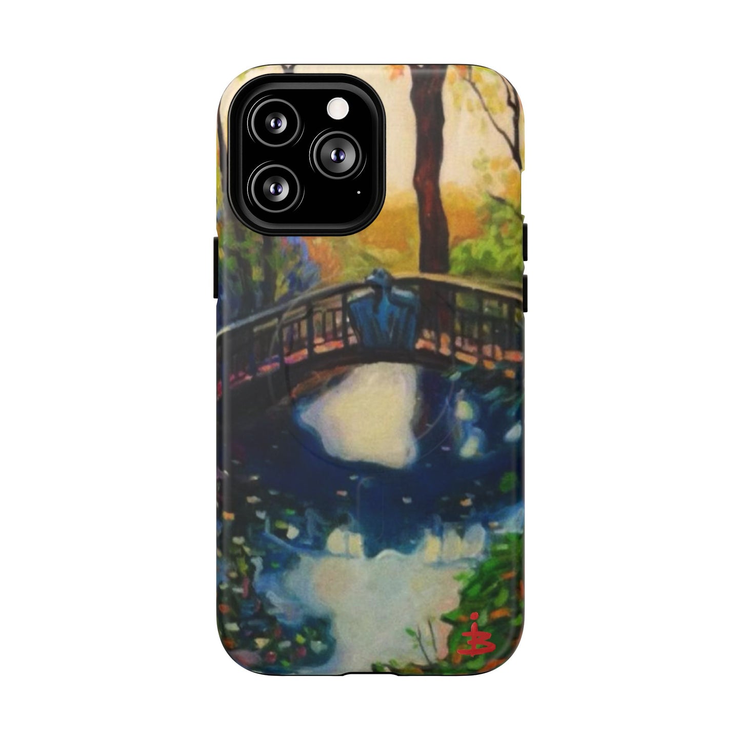 Artistic Bridge Phone Case — Romantic Watercolor Landscape Tough Magnetic Case