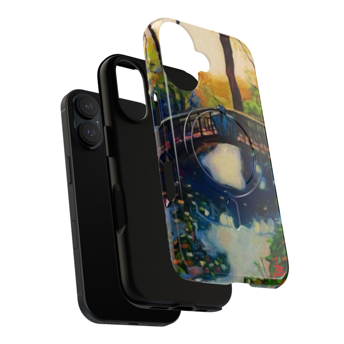 Artistic Bridge Phone Case — Romantic Watercolor Landscape Tough Magnetic Case