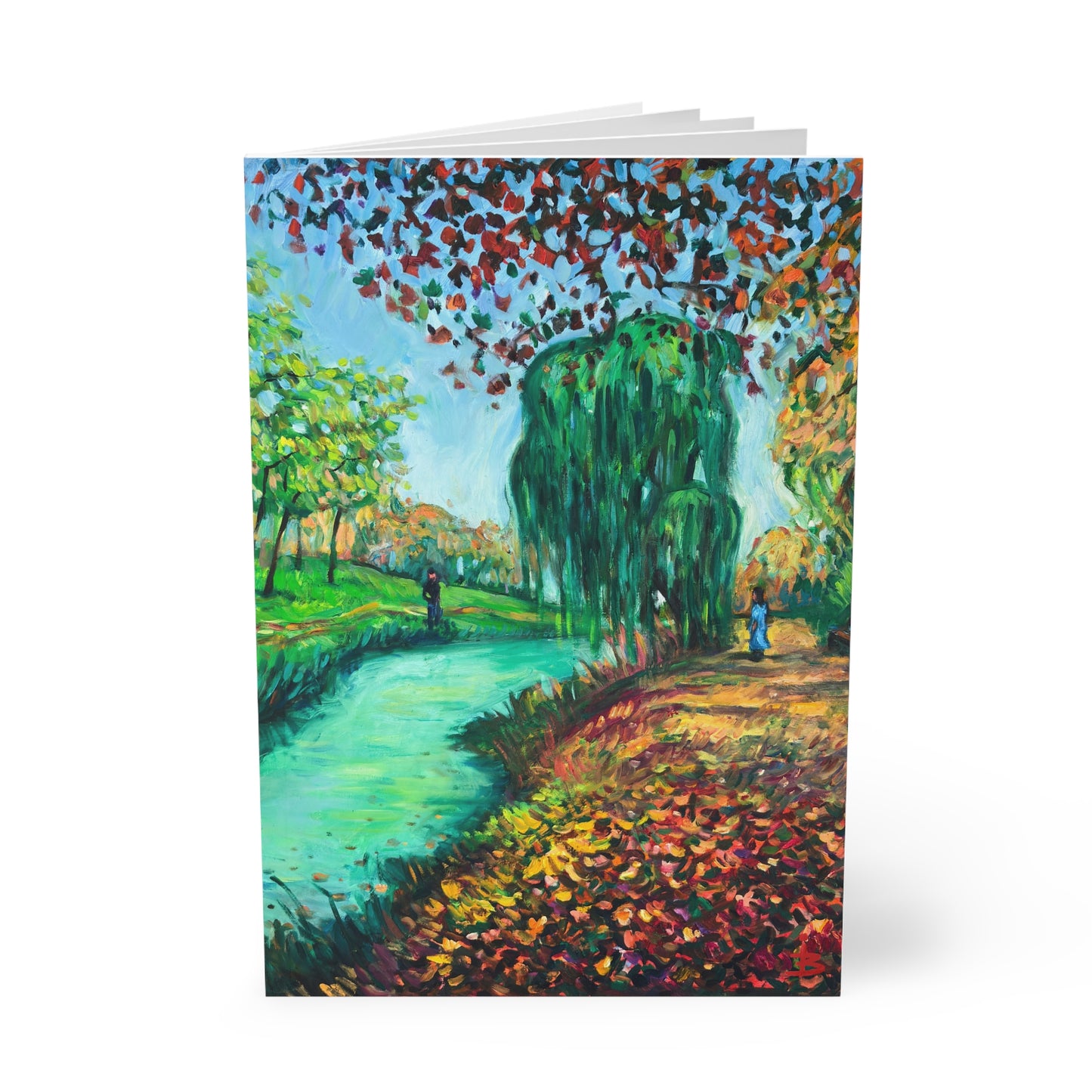 A5-Notizbuch – Impressionistische Szene aus dem Willow Park, Softcover