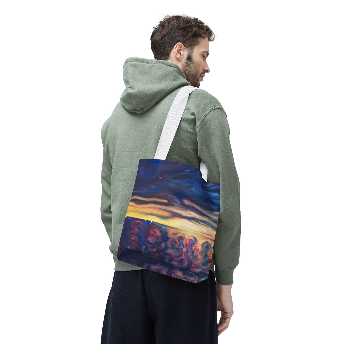 Tragetasche „Sonnenuntergangs-Traumlandschaft“ – Abstrakter Nachthimmel-Allover-Print