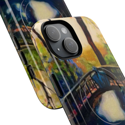 Artistic Bridge Phone Case — Romantic Watercolor Landscape Tough Magnetic Case