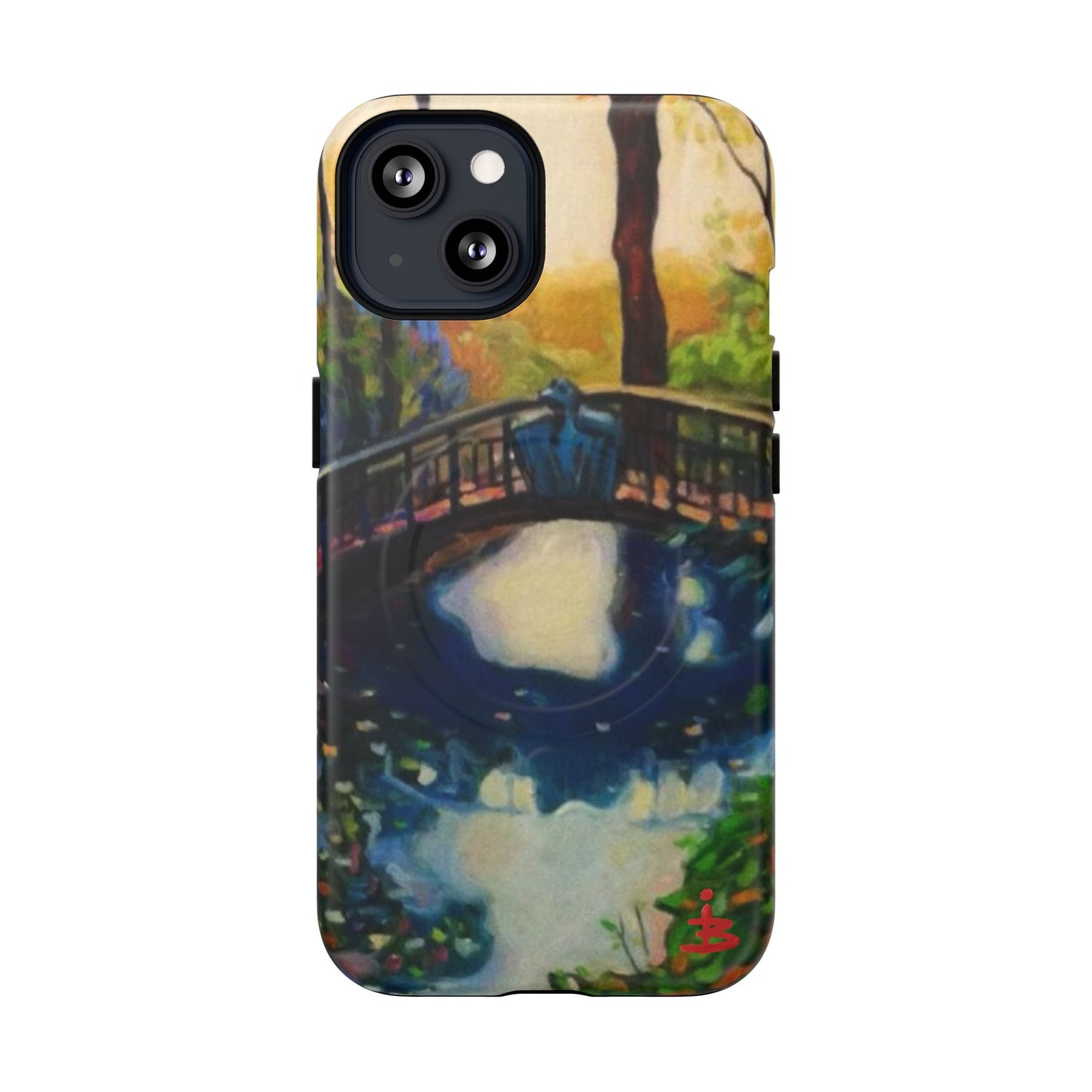 Artistic Bridge Phone Case — Romantic Watercolor Landscape Tough Magnetic Case