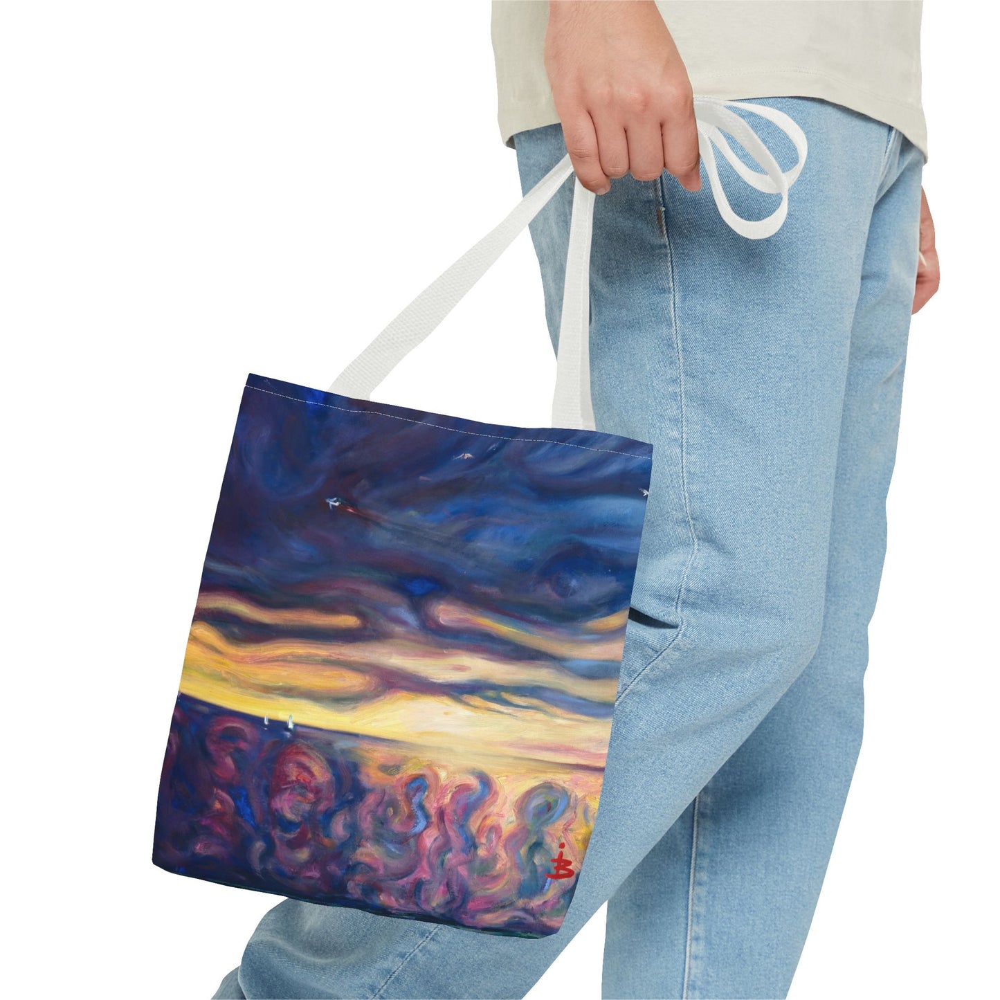 Tragetasche „Sonnenuntergangs-Traumlandschaft“ – Abstrakter Nachthimmel-Allover-Print