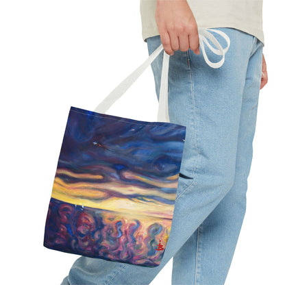 Tragetasche „Sonnenuntergangs-Traumlandschaft“ – Abstrakter Nachthimmel-Allover-Print