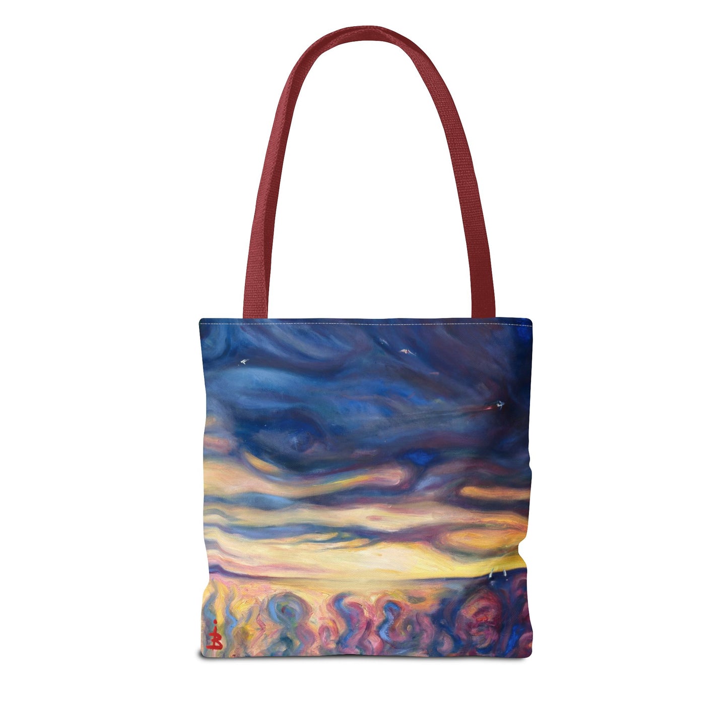 Tragetasche „Sonnenuntergangs-Traumlandschaft“ – Abstrakter Nachthimmel-Allover-Print