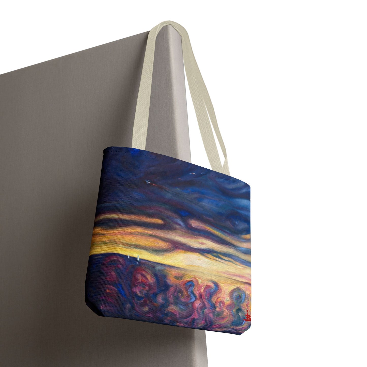 Tragetasche „Sonnenuntergangs-Traumlandschaft“ – Abstrakter Nachthimmel-Allover-Print