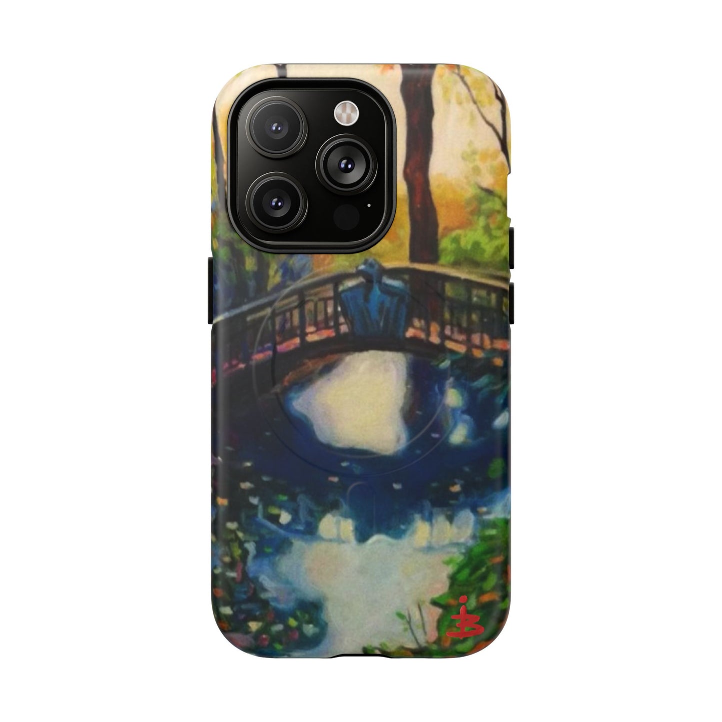 Artistic Bridge Phone Case — Romantic Watercolor Landscape Tough Magnetic Case