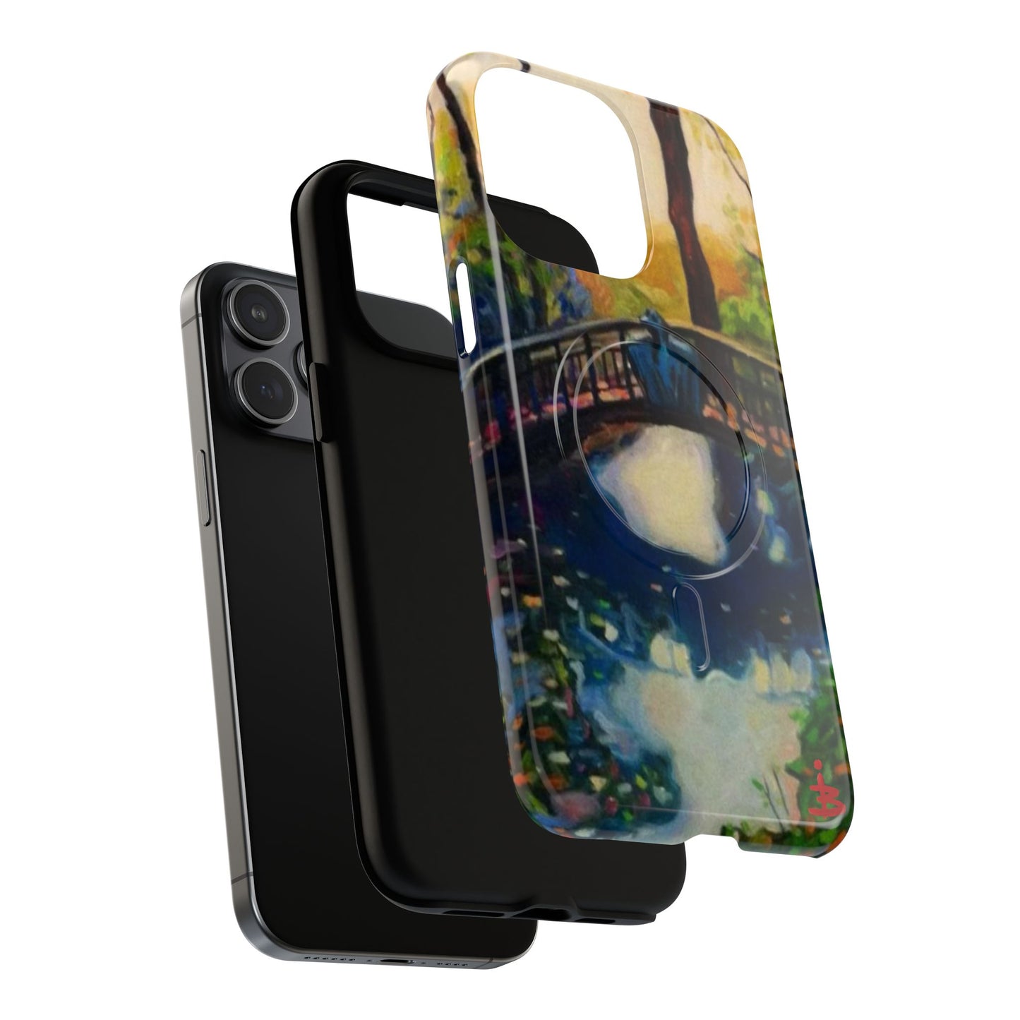 Artistic Bridge Phone Case — Romantic Watercolor Landscape Tough Magnetic Case