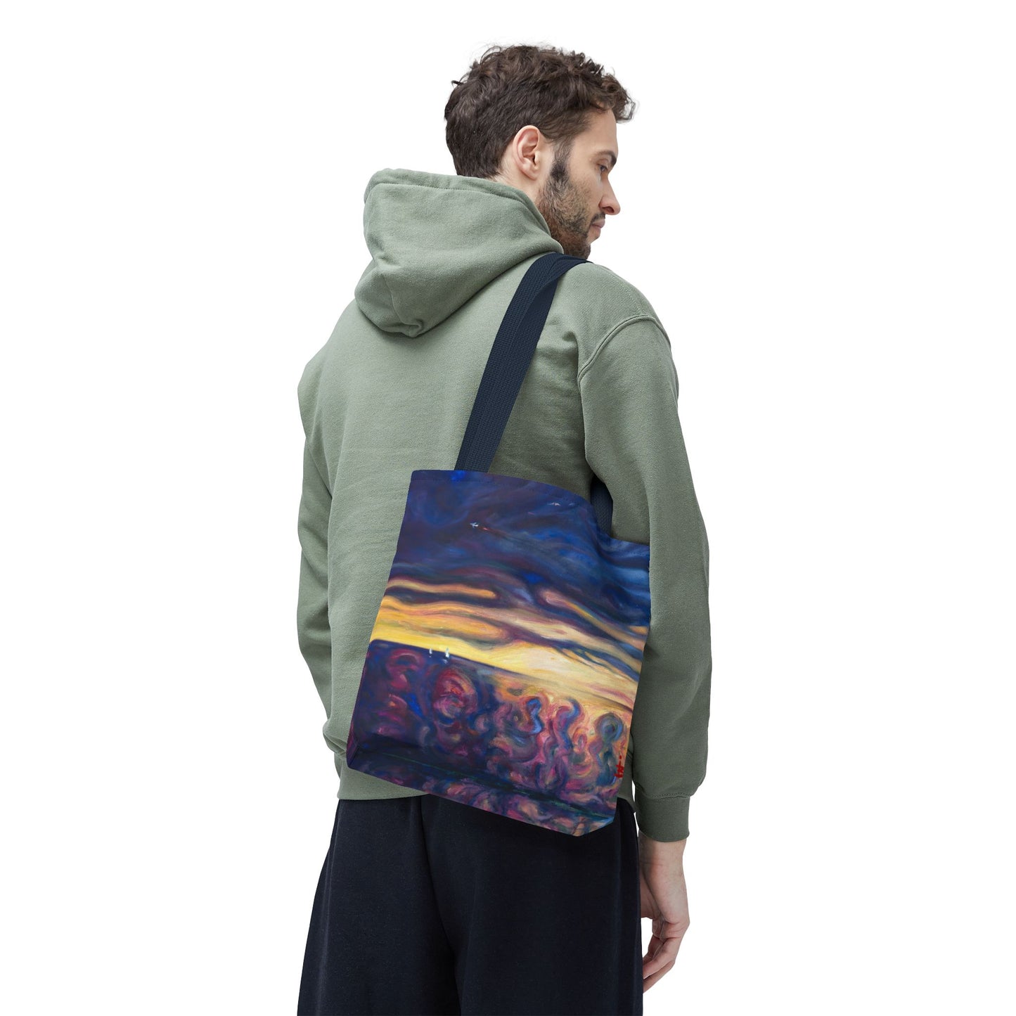 Tragetasche „Sonnenuntergangs-Traumlandschaft“ – Abstrakter Nachthimmel-Allover-Print