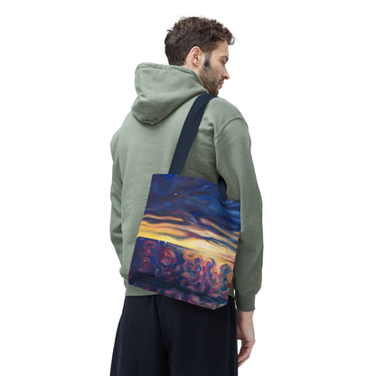 Tragetasche „Sonnenuntergangs-Traumlandschaft“ – Abstrakter Nachthimmel-Allover-Print