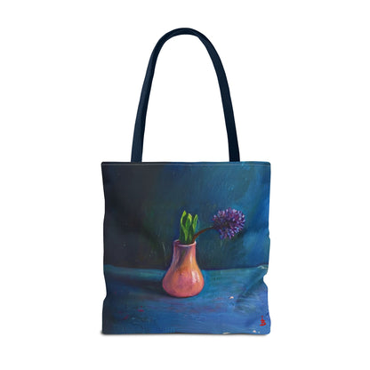Florale Stillleben-Einkaufstasche – Malereische Vase & Lila Blüte AOP