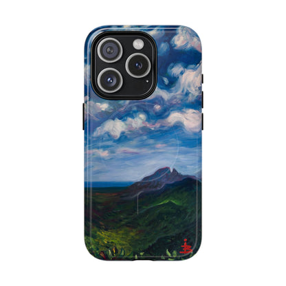 Robuste magnetische Handyhülle – Malerischer Meerblick mit bewölktem Himmel