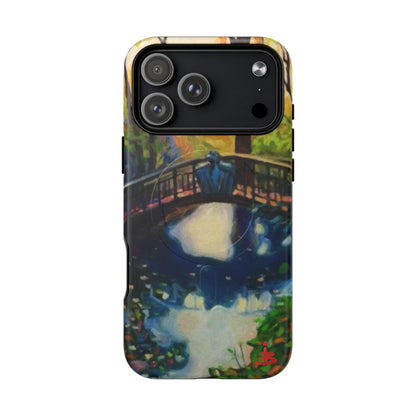 Artistic Bridge Phone Case — Romantic Watercolor Landscape Tough Magnetic Case