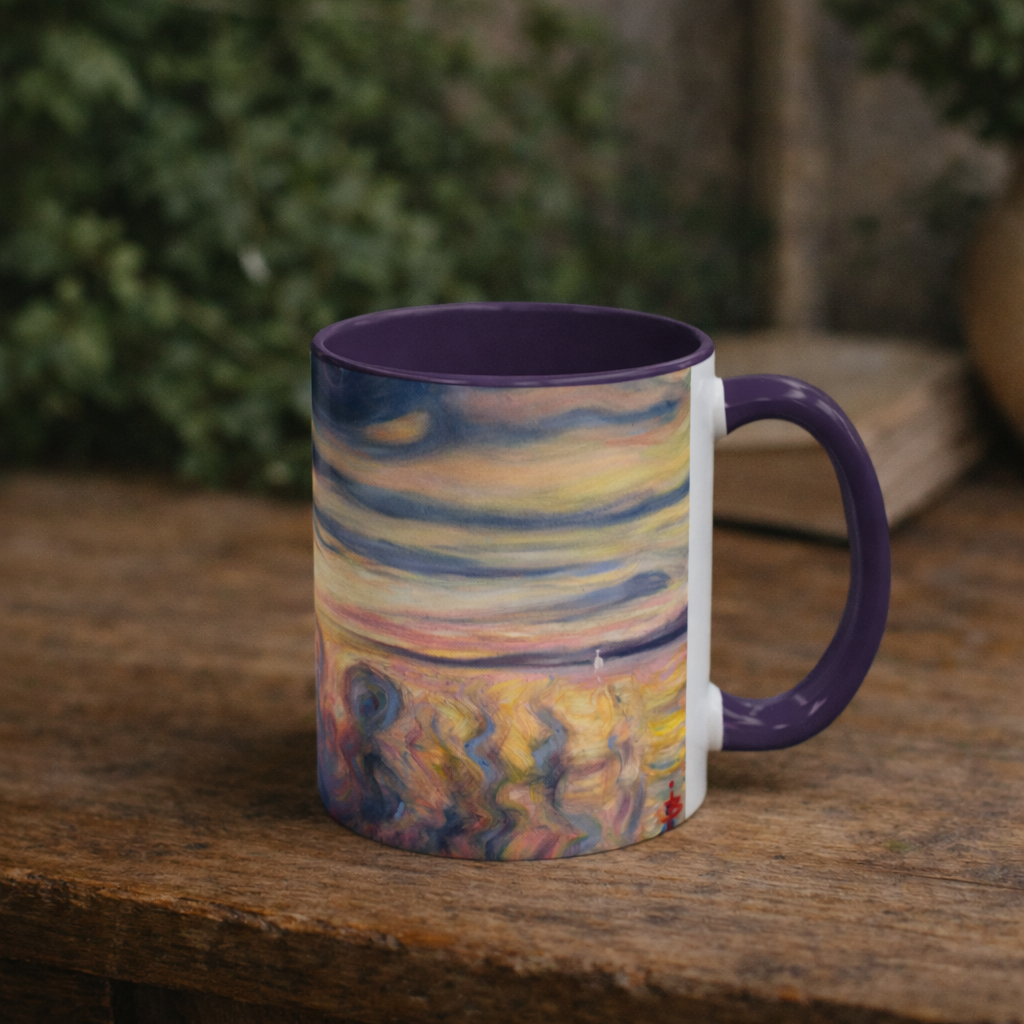 Kaffeetasse „Sunset Dreamscape“ – Tasse mit abstraktem Sonnenuntergangsmotiv (325 ml)