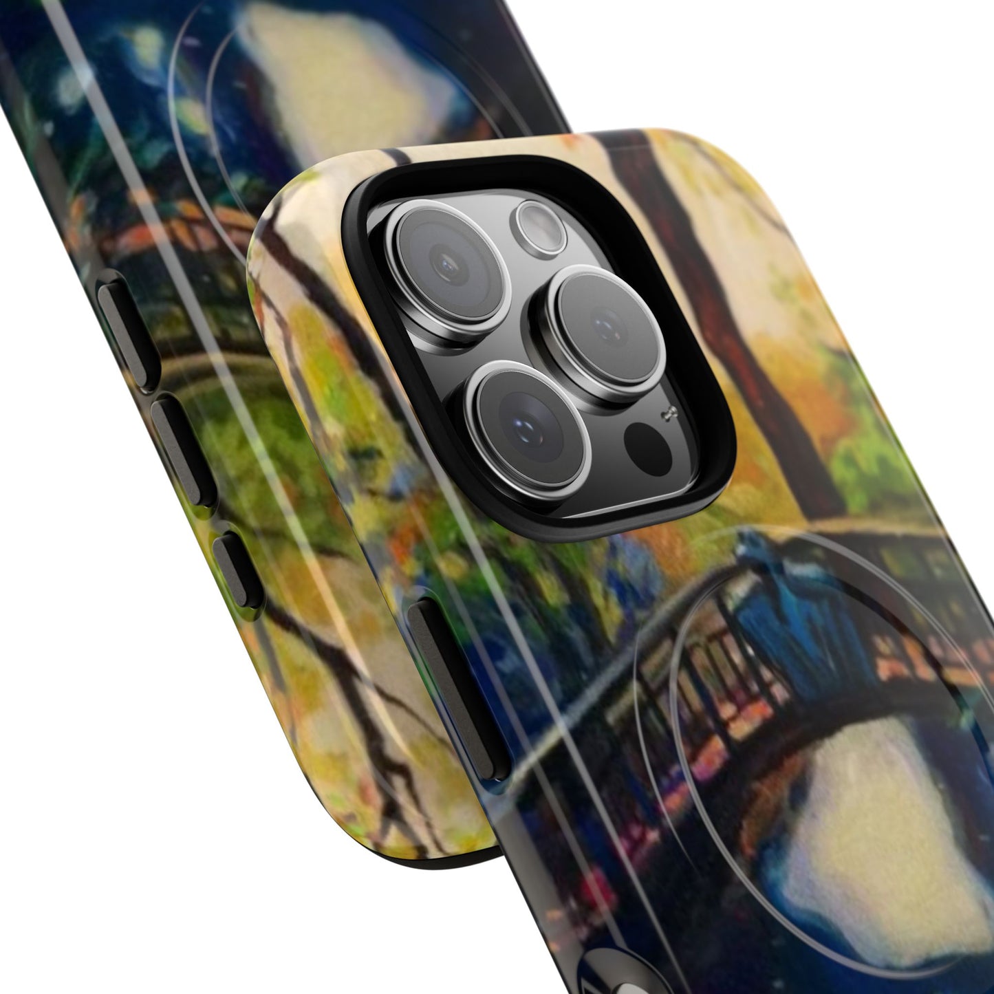 Artistic Bridge Phone Case — Romantic Watercolor Landscape Tough Magnetic Case