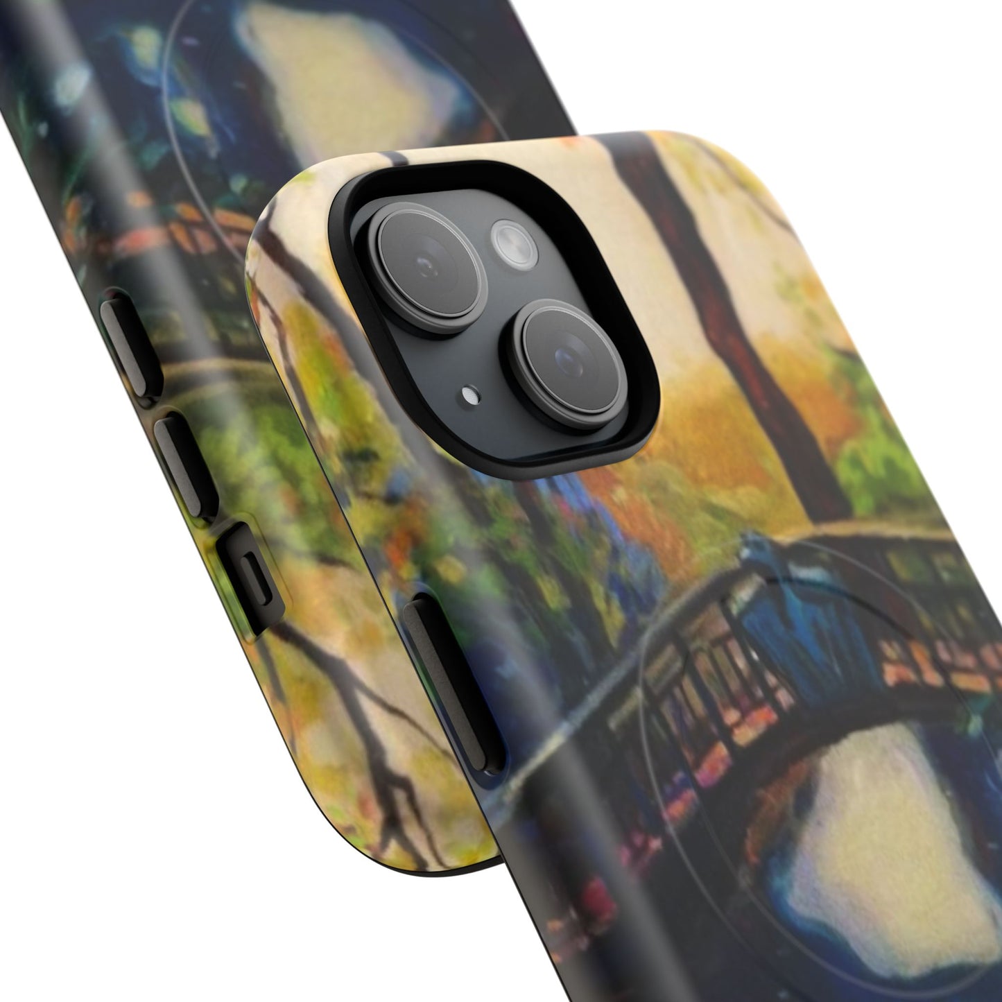 Artistic Bridge Phone Case — Romantic Watercolor Landscape Tough Magnetic Case