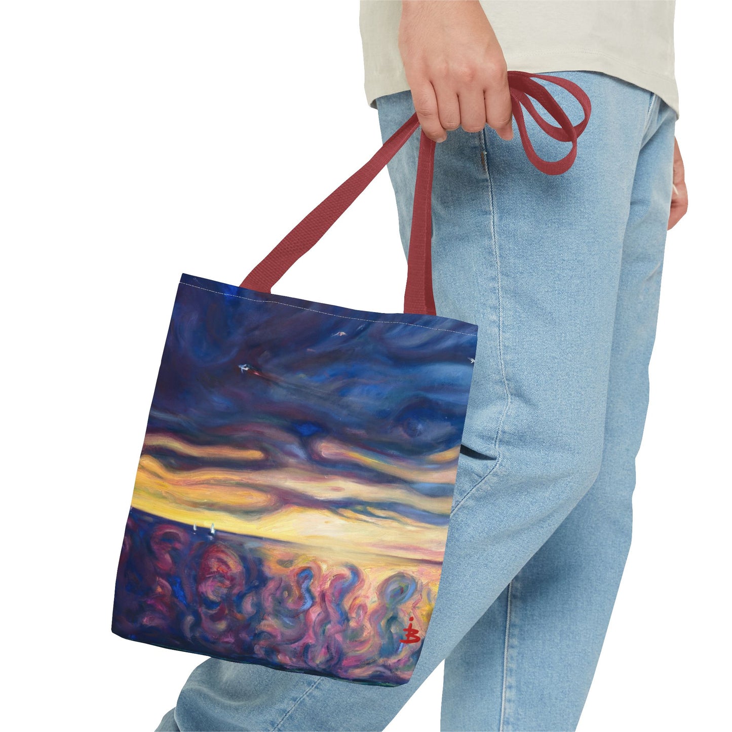 Tragetasche „Sonnenuntergangs-Traumlandschaft“ – Abstrakter Nachthimmel-Allover-Print