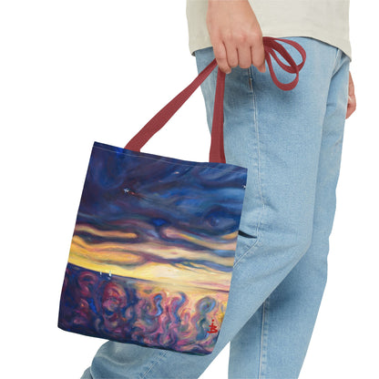 Tragetasche „Sonnenuntergangs-Traumlandschaft“ – Abstrakter Nachthimmel-Allover-Print