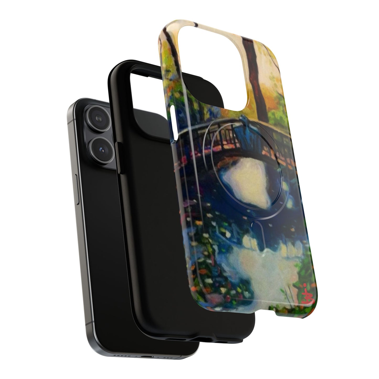 Artistic Bridge Phone Case — Romantic Watercolor Landscape Tough Magnetic Case