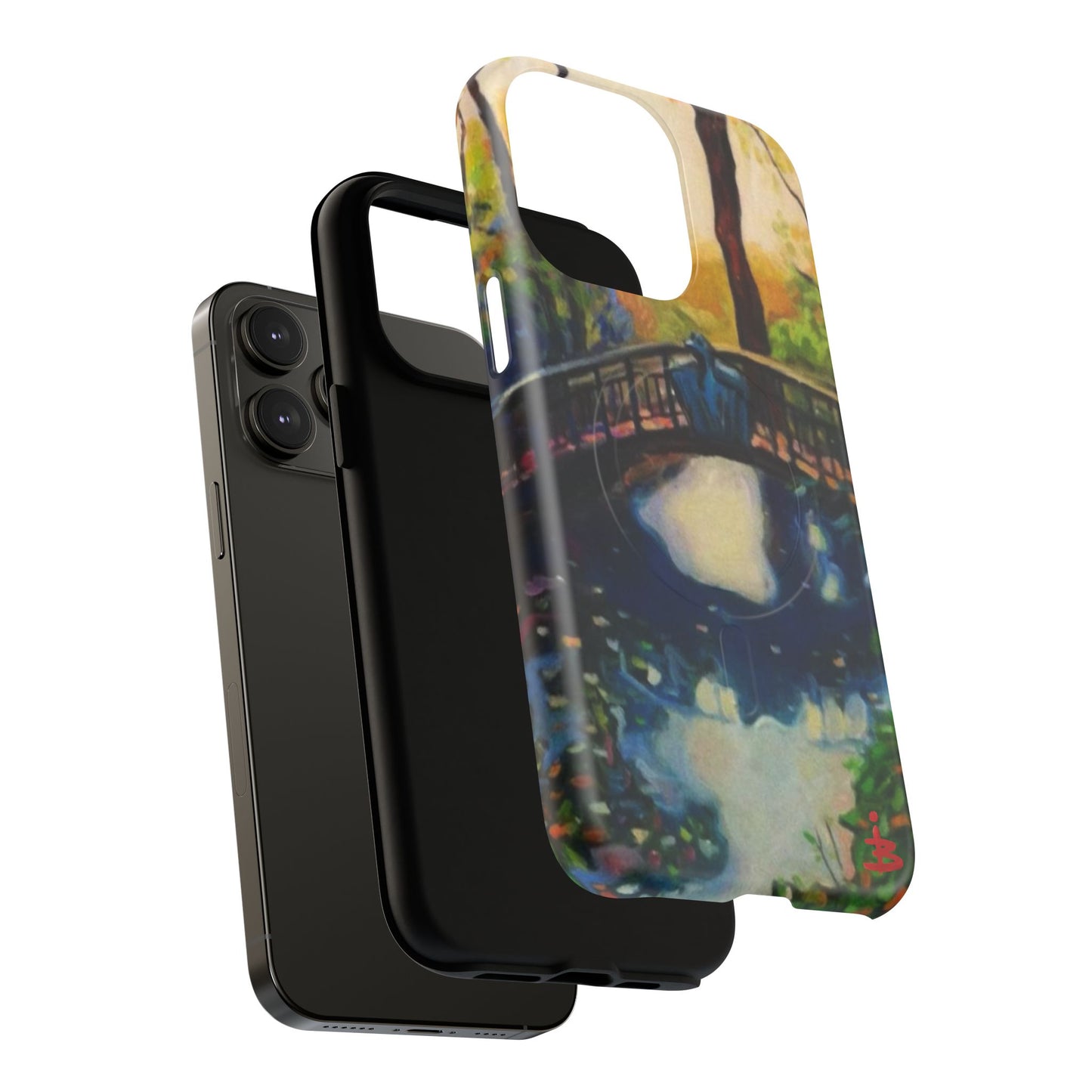 Artistic Bridge Phone Case — Romantic Watercolor Landscape Tough Magnetic Case