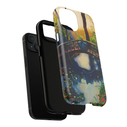 Artistic Bridge Phone Case — Romantic Watercolor Landscape Tough Magnetic Case