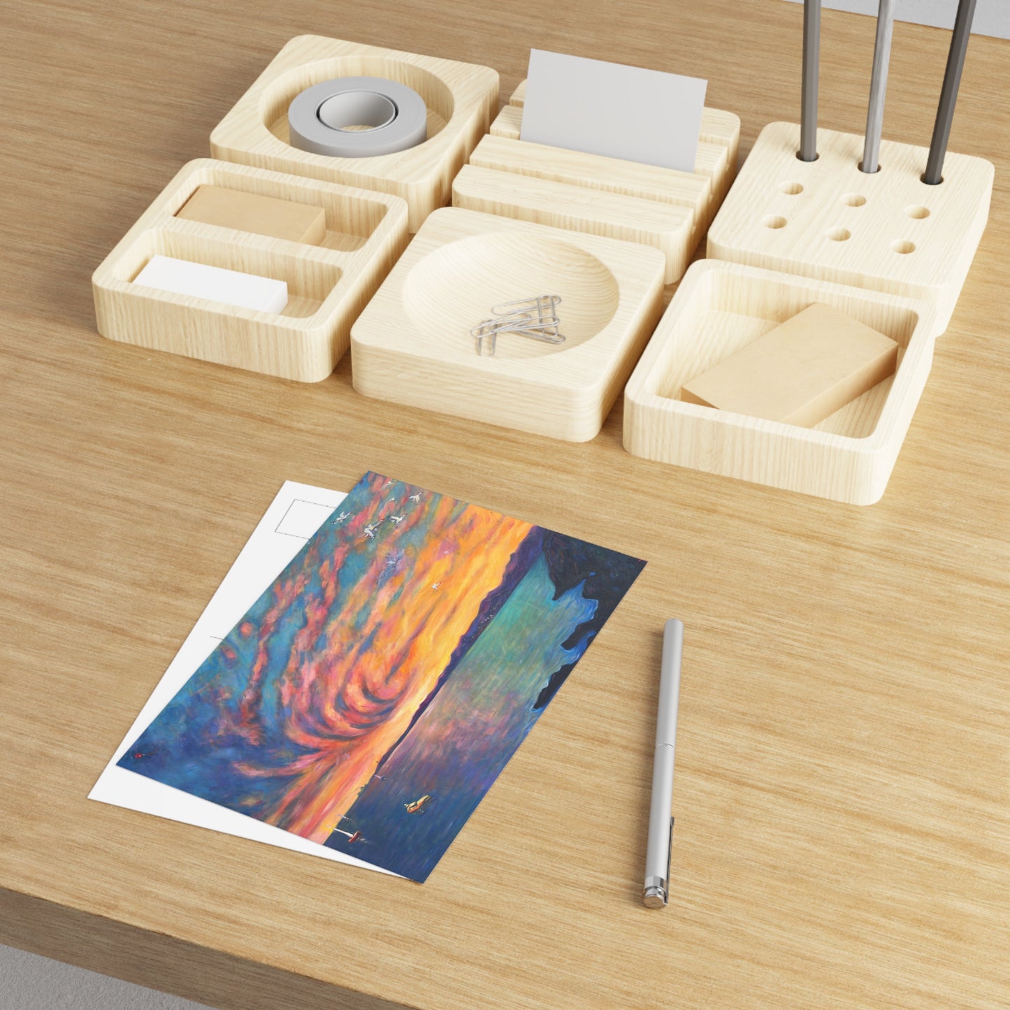 Sunset Swirl Fine Art Postcard — Seaside Landscape Greeting Card