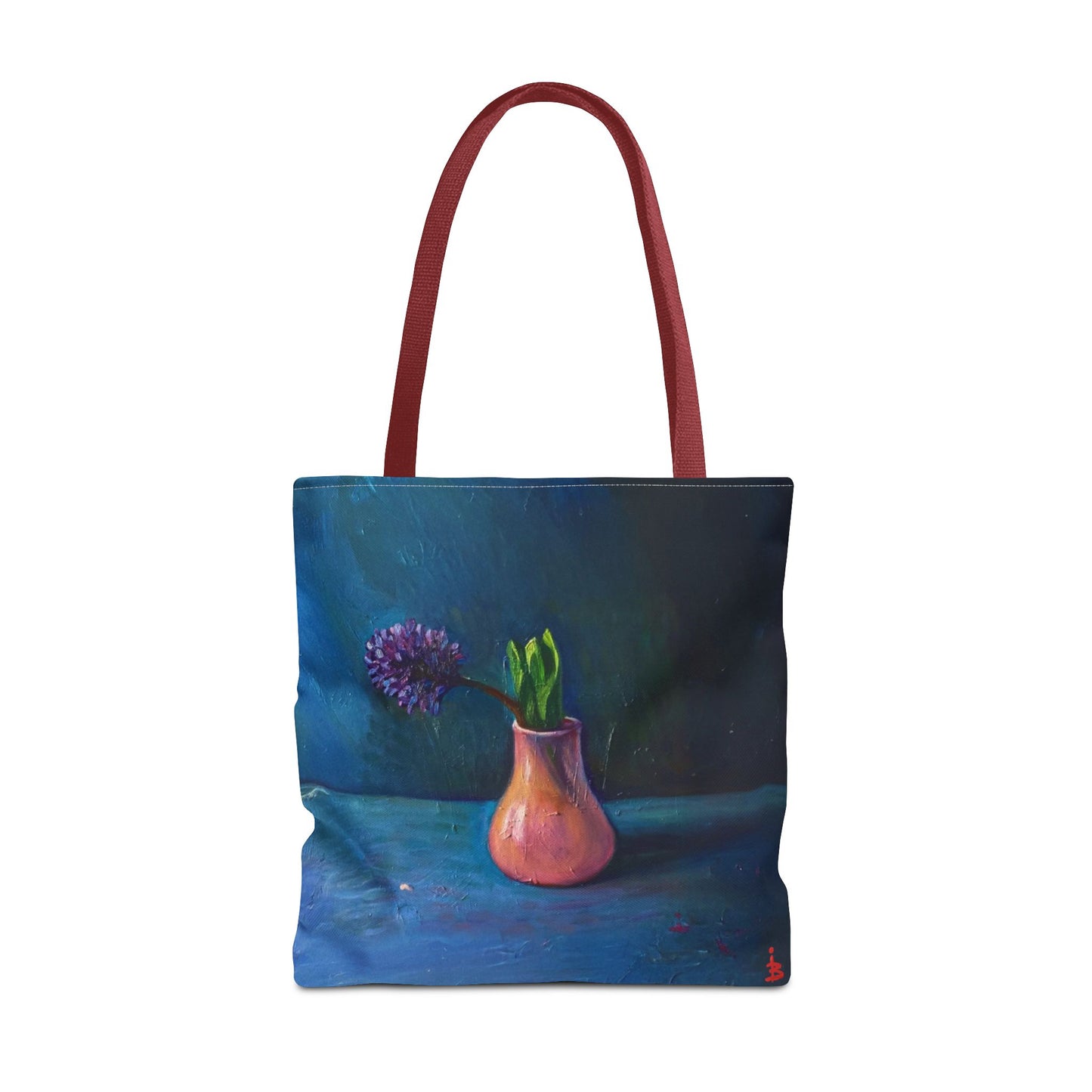 Florale Stillleben-Einkaufstasche – Malereische Vase & Lila Blüte AOP
