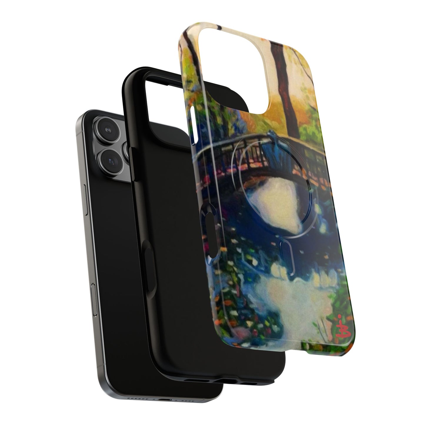Artistic Bridge Phone Case — Romantic Watercolor Landscape Tough Magnetic Case