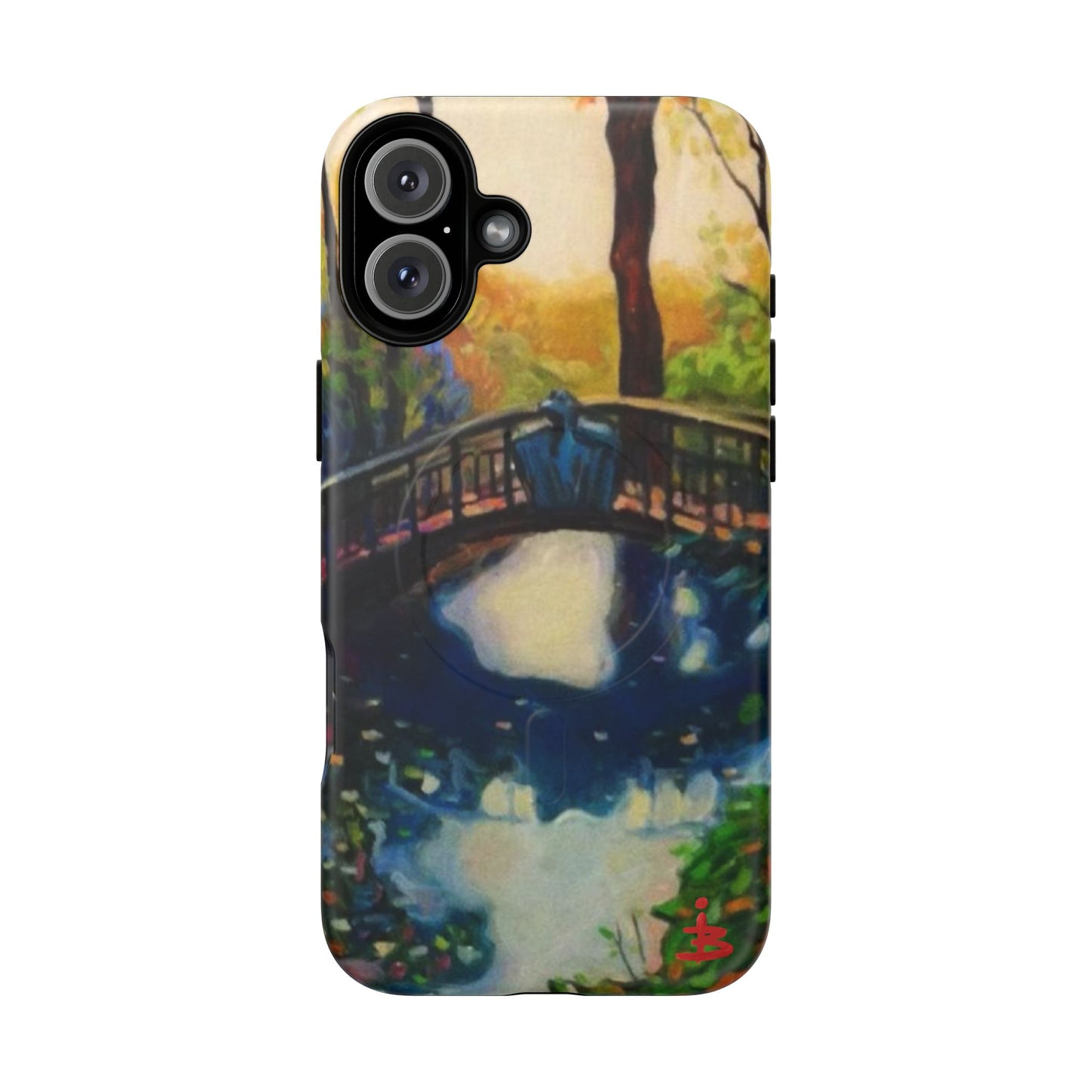 Artistic Bridge Phone Case — Romantic Watercolor Landscape Tough Magnetic Case