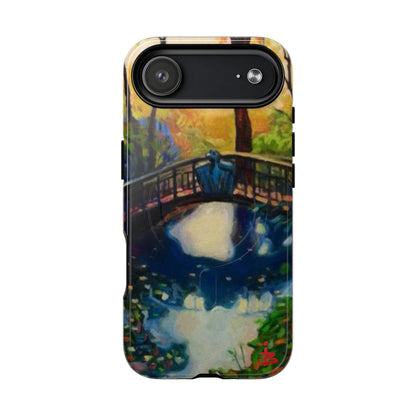 Artistic Bridge Phone Case — Romantic Watercolor Landscape Tough Magnetic Case
