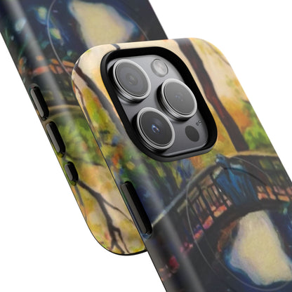 Artistic Bridge Phone Case — Romantic Watercolor Landscape Tough Magnetic Case