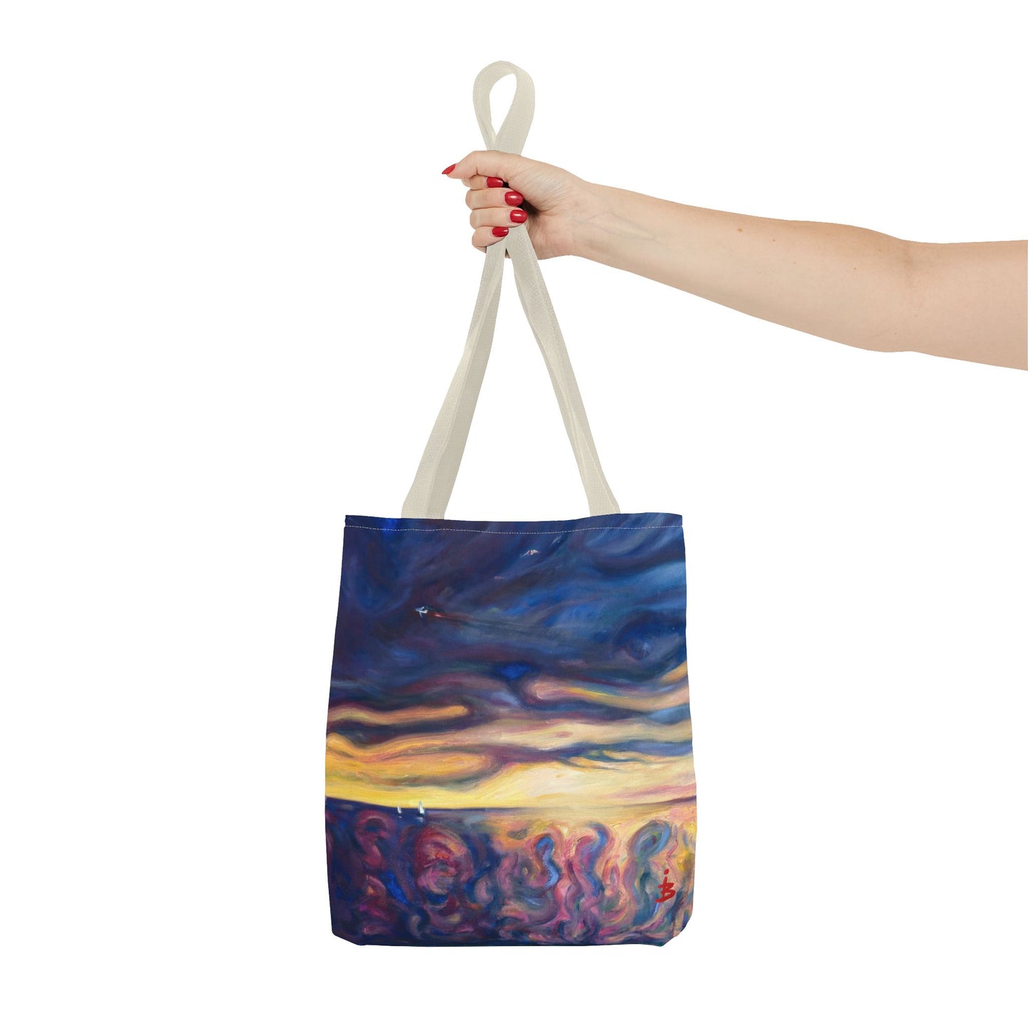 Tragetasche „Sonnenuntergangs-Traumlandschaft“ – Abstrakter Nachthimmel-Allover-Print