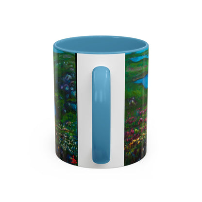 Kaffeetasse mit malerischem Seemotiv – blaue Innenseite