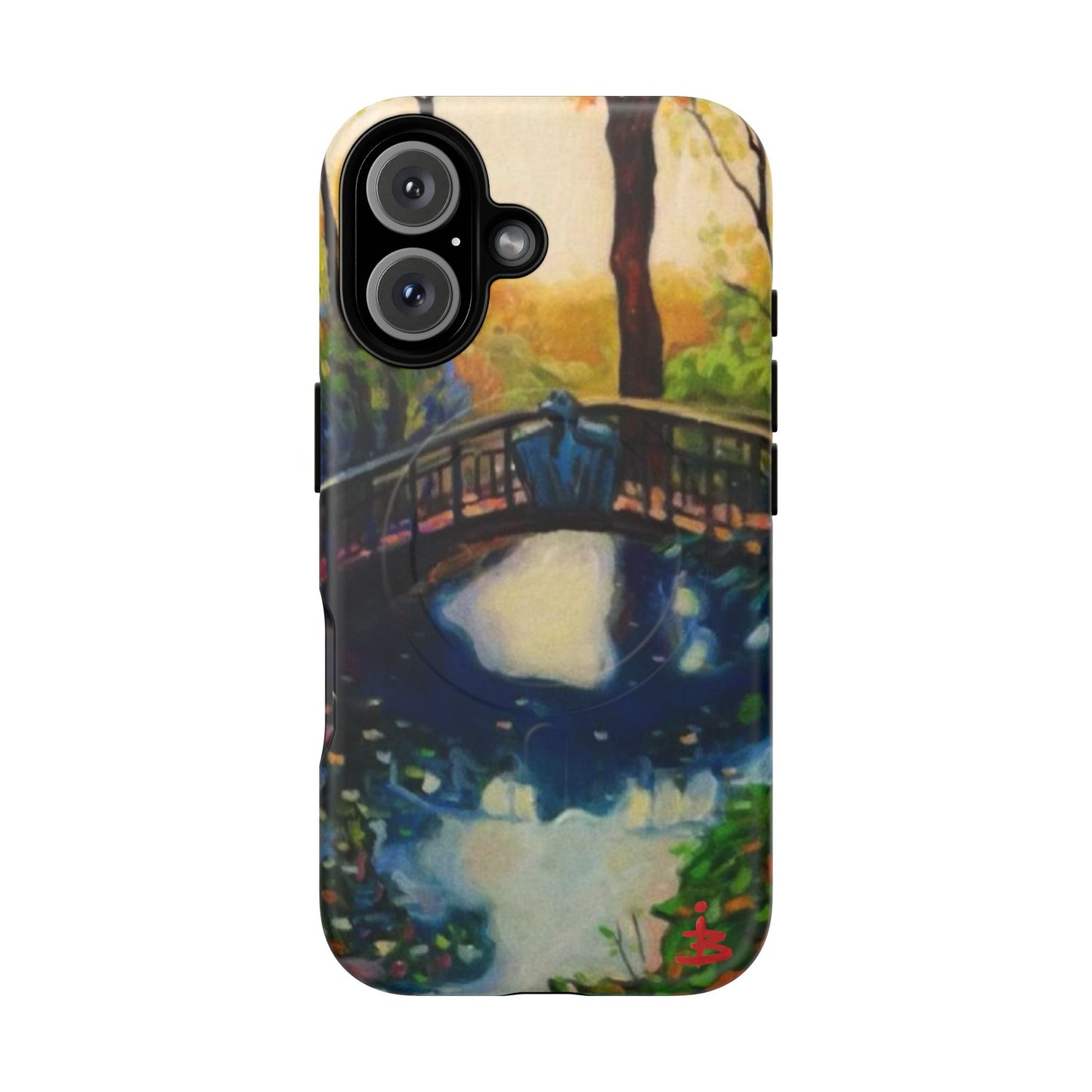 Artistic Bridge Phone Case — Romantic Watercolor Landscape Tough Magnetic Case